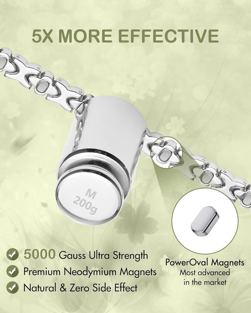 Feraco Pure Copper Bracelets for Women, 5X Ultra Strength Magnetic Bracelet with 5000 Gauss Neodymium Magnets & Upgraded Butterfly Clasp, Adjustable Jewelry Gift - Image 2